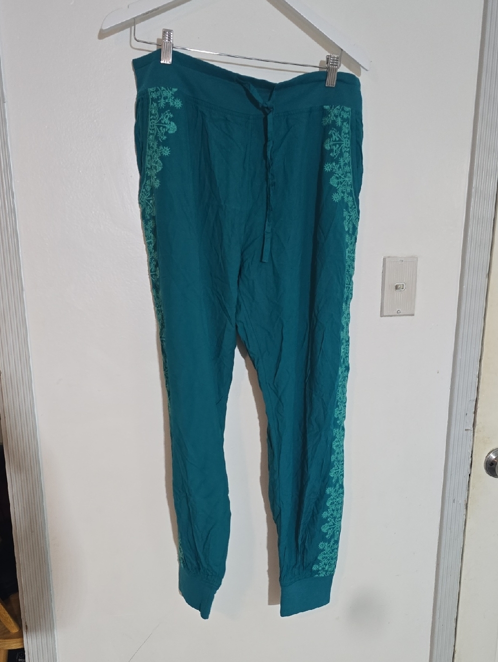Subdance Teal Embroidered Drawstring Joggers Size- M